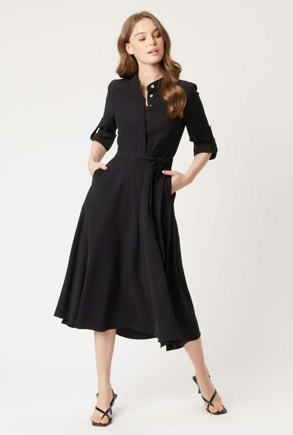 James Lakeland Roll Sleeve Midi Dress Black