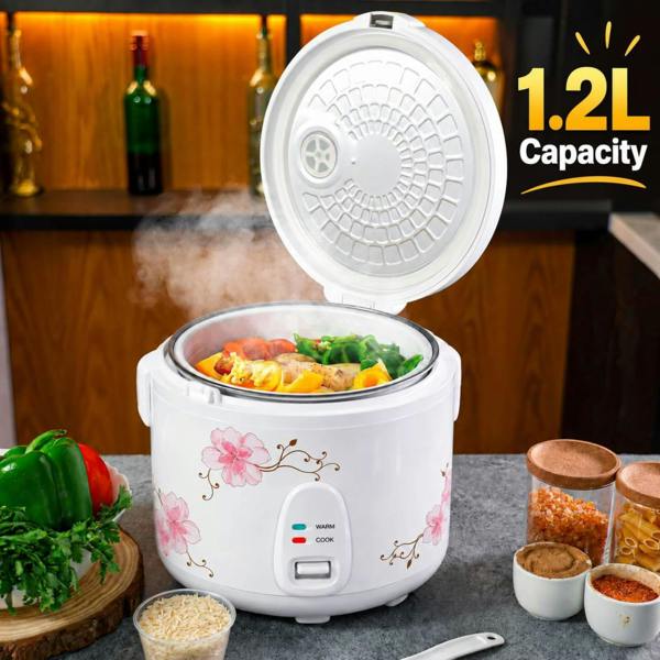 Dyzi Compact 1.2L Rice Cooker Automatic Cook Keep Warm One-Touch White