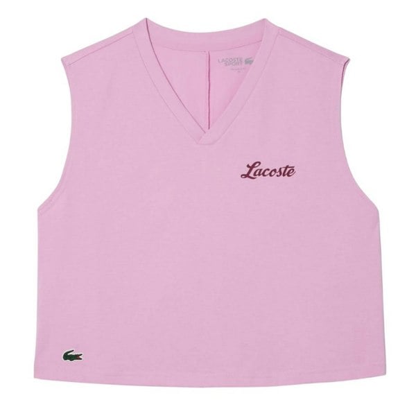 Lacoste Womens Cotton Ultra Dry Sports Crop Top - Pink