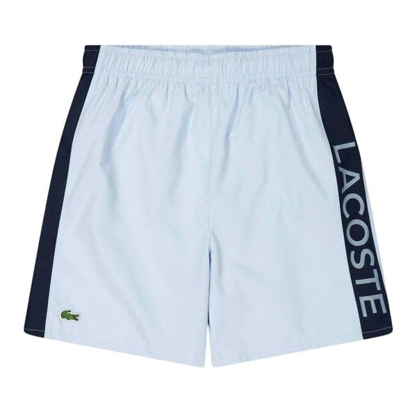 Lacoste Mens Lettering Swimming Swim Shorts - Light Blue - 