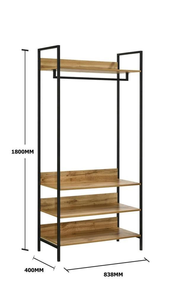 Zahra Bedroom Double Open Wardrobe 4 Shelves Furniture Storage Cupboard