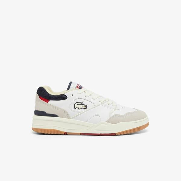 Lacoste Mens Lineshot Logo Leather Trainers - Off White - 