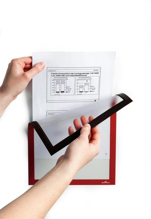 Durable DURAFRAME Magnetic Document Signage Frame for Metal | 5 Pack | A4 Orange