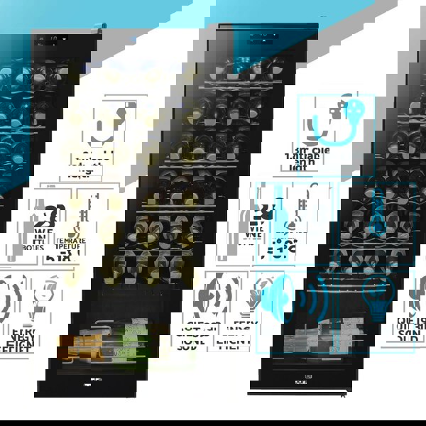 28 Bottle Free Standaing Wine Cooler Fridge - Touch Controls & LED Backlit BLACK - LoopsDirect