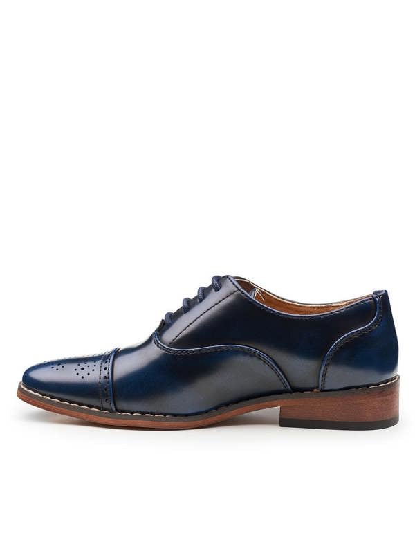 stylish navy boys wedding shoes