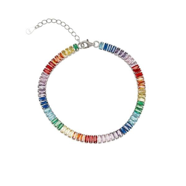 Spero London Sterling Silver Rainbow Baguette Tennis Bracelet