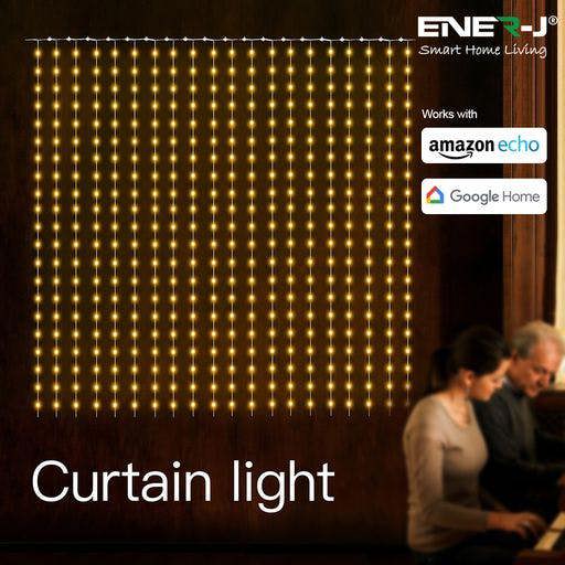 ENER-J Smart Curtain Fairy Lights 2x2m, 400 LEDs, Remote Included, App & Voice Control, Bedroom, Party & Home Decor