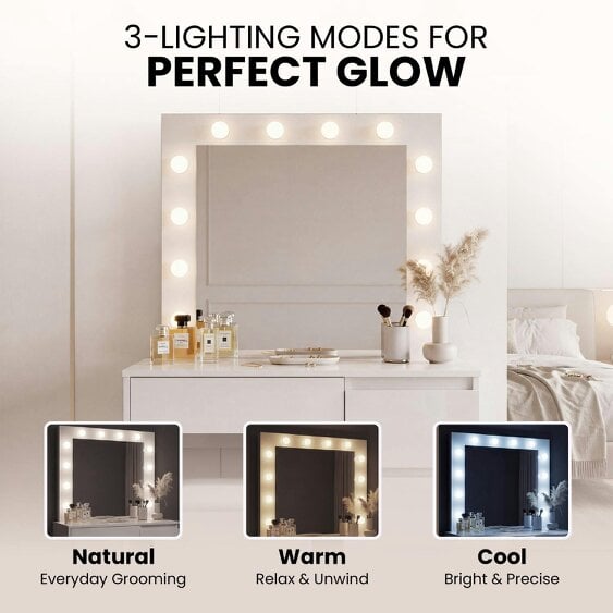 Kosy Koala Dressing Table Vanity Makeup Desk With LED Mirror And Stool 4 Drawers