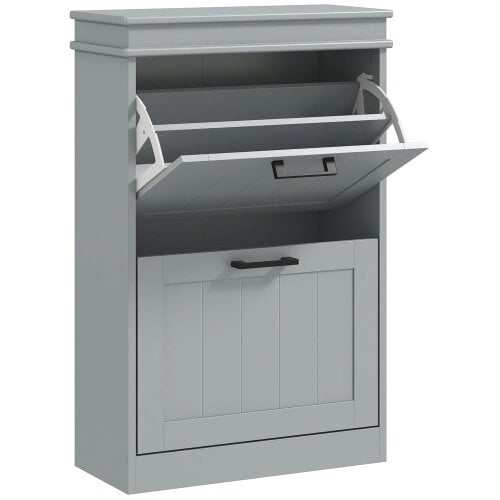 Wyld Haus Falifa Wooden Grey Minimal 2 Drawer Shoe Cabinet For 10 Pairs