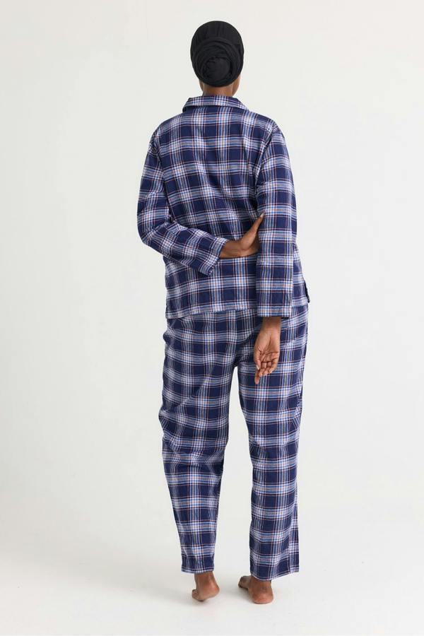 Plaid Long Pyjama Set in Midnight - Pajamas