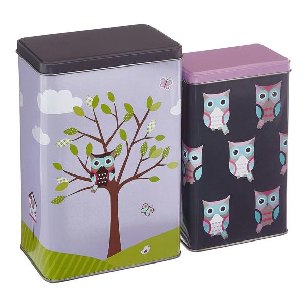 Premier Kids Paice Set of 2 Happy Owls Storage Canisters