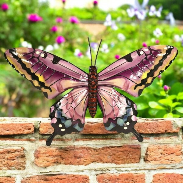 EDH Door Hardware Medium Metal Pink Butterfly Wall Art