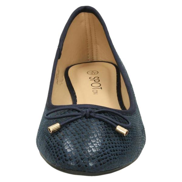 Spot On Ladies Spot On Bow Trim Ballerinas