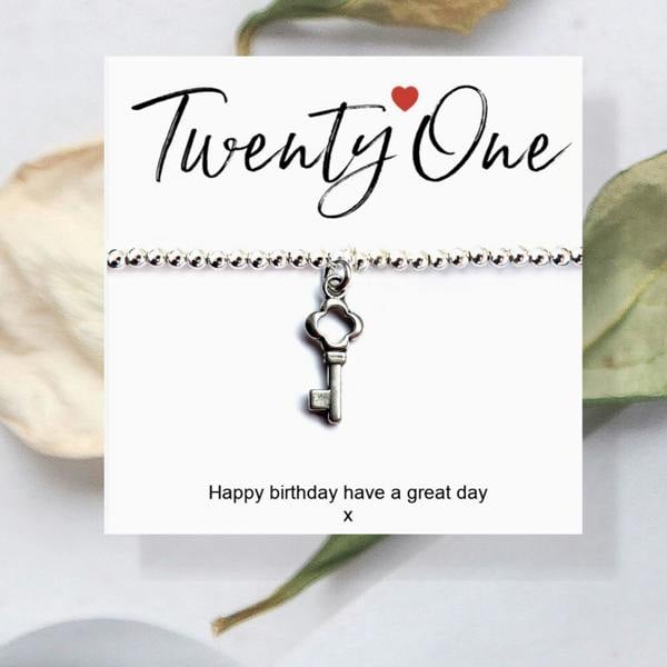 Aye Do Gifts 21st Birthday Stretch Beaded Bracelet & Card