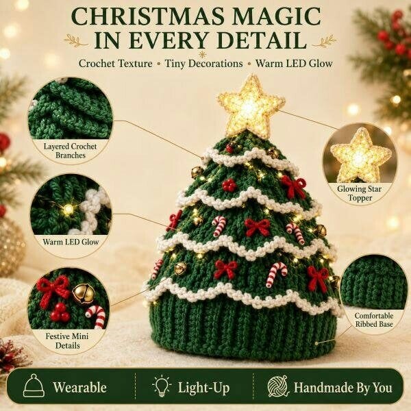 Obasyhig Christmas TreeCrochet Hat DIY Kit