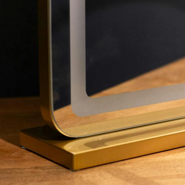 Downton Interiors Gold Metal Frame LED Vanity Dressing Tabletop Mirror 70cm - Soho Collection