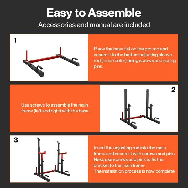 Centra Squat Rack Power Rack Heavy Duty 250KG Adjustable Bench Press Stand Black