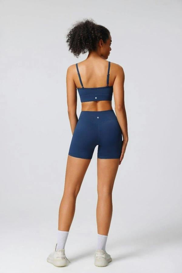 Anniou High Waist Crossover Yoga Shorts - navy