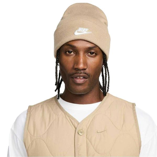 Nike Unisex Adult Futura Wordmark Beanie - Khaki/White - 