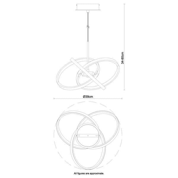 COSYLYTE Ridgley 3 Ring LED, Ceiling/Pendant Light