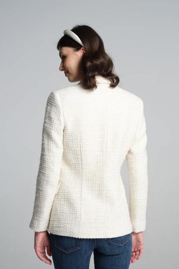 Rumour London Cambon wool-blend boucle tweed blazer in cream