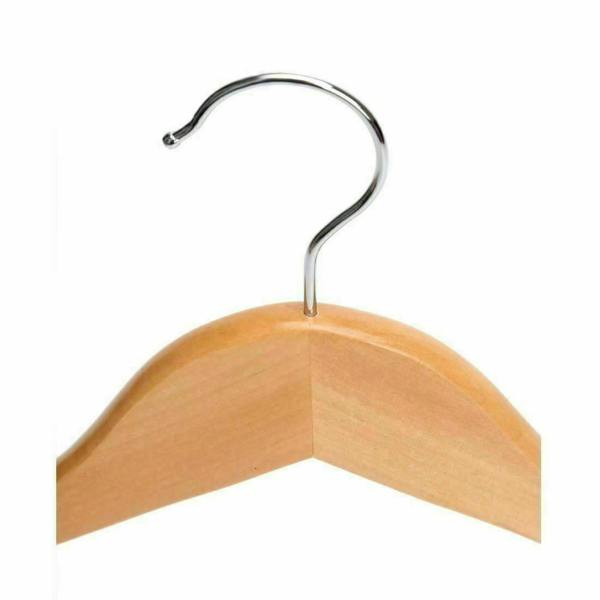 Dyzi 20 Pack Wooden Clothes Hangers 360° Swivel Hooks Trouser Bar Natural