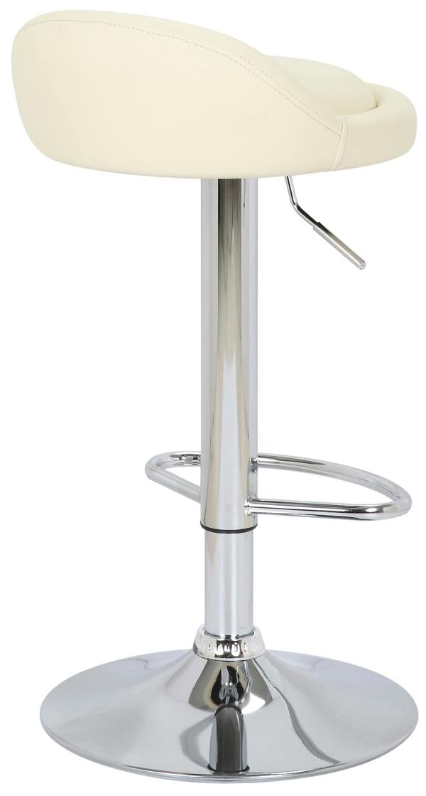 Lamboro Sofia Breakfast Bar Stool, Chrome Footrest, Height Adjustable Swivel Gas Lift, Home Bar & Kitchen Faux-Leather Barstool, Cream
