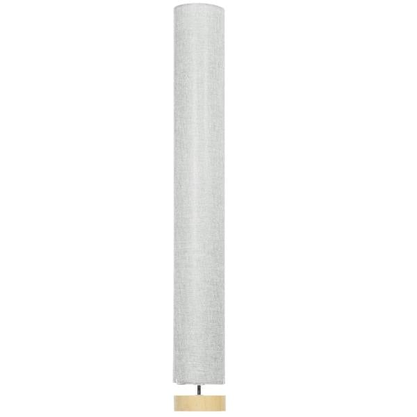 Grey linen floor lamp shade with light wood base