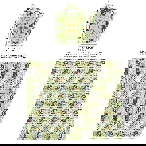 WT1599 - Pastel Green Moroccan Wall Tile Stickers - 15 cm x 15 cm - 24 pcs