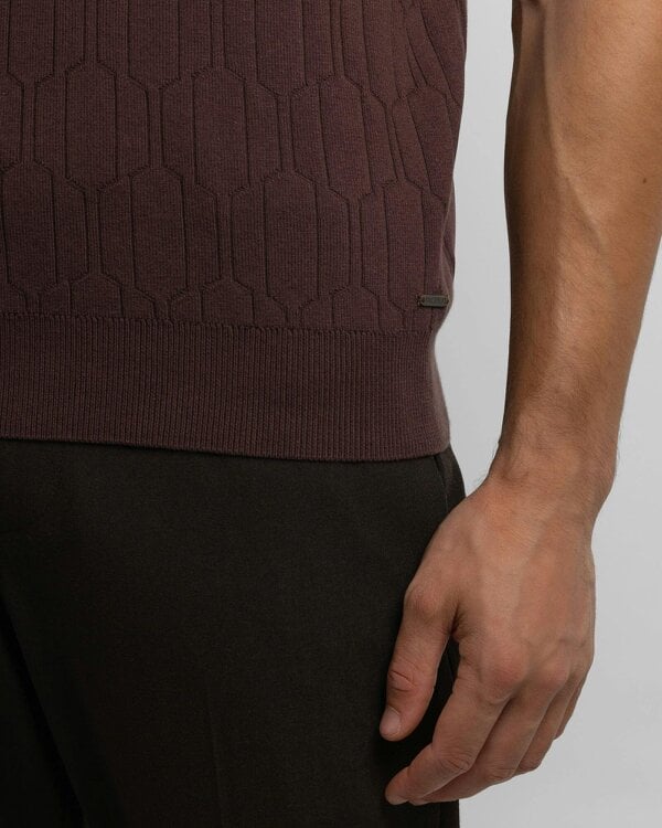 Steel & Jelly Tarvin - Geo Texture Knitted Polo Shirt