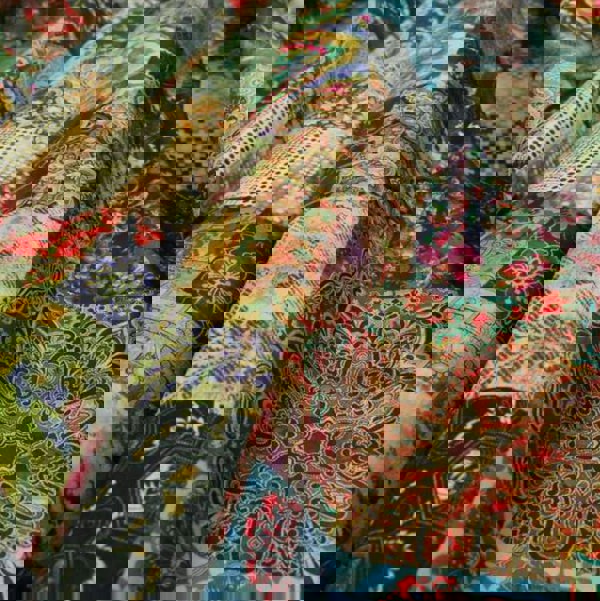 ISTOOLS Premium Handmade Damask Multicolour Storage Ottoman Bench – UK Storage Seat & Coffee Table