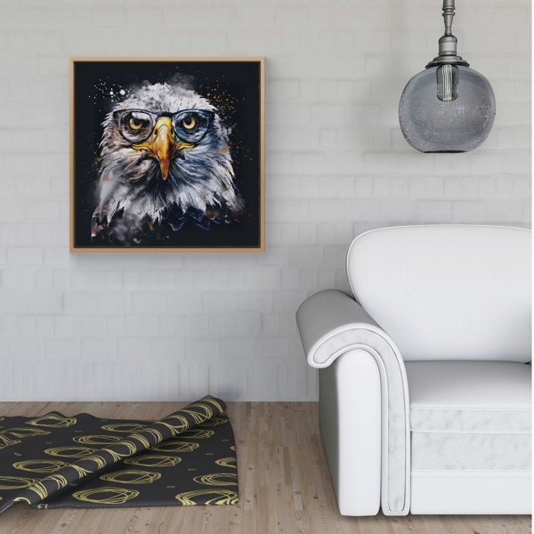 Warren Reed Eagle In Glasses Splash Art Framed Canvas