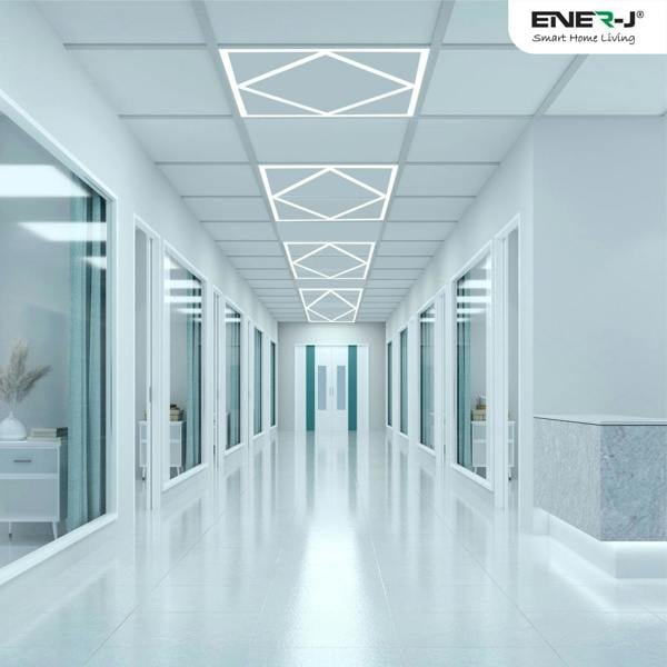 ENER-J Double Square borderline Panel Light, 595x595, 40W 4000 lm, White (6000K) light in outside and blue light in inside (Pack of 6)