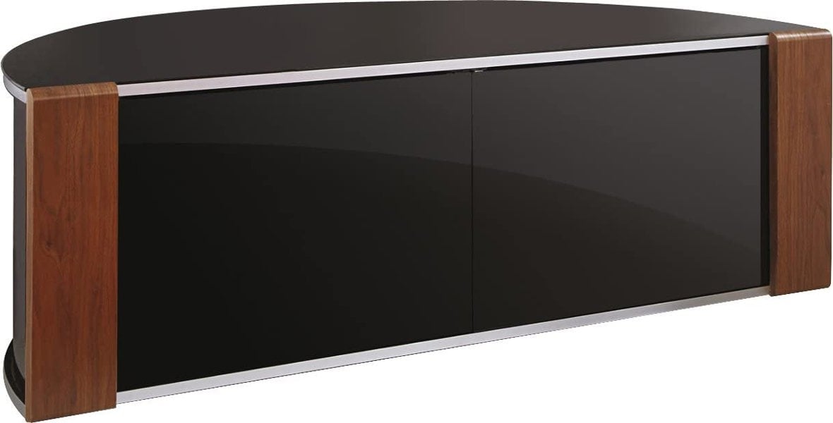 MDA Designs Sirius 1200 Black with Remote Friendly Beam Thru Glass Door and Walnut/Oak Profiles for up to 55" LCD/Plasma/LED Cabinet TV Stand