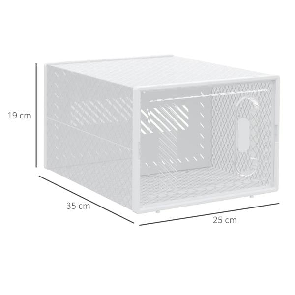Clear plastic shoe storage box with dimensions, open front magnetic door