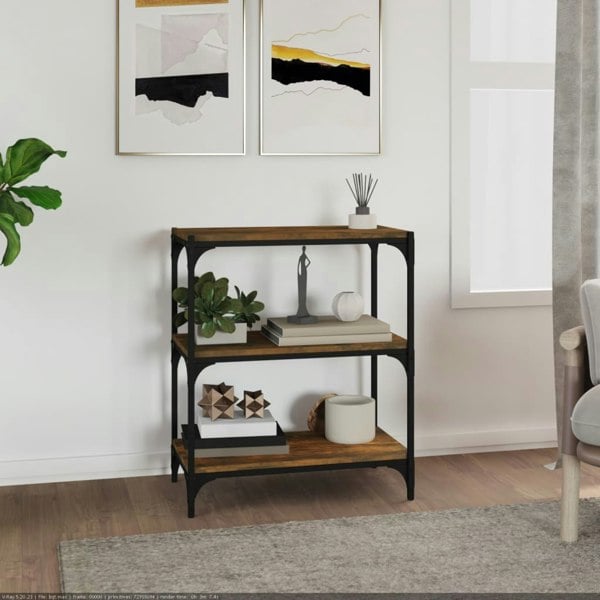 Berkfield Book Cabinet Smoked Oak 60x33x70.5 cm Engineered Wood and Steel