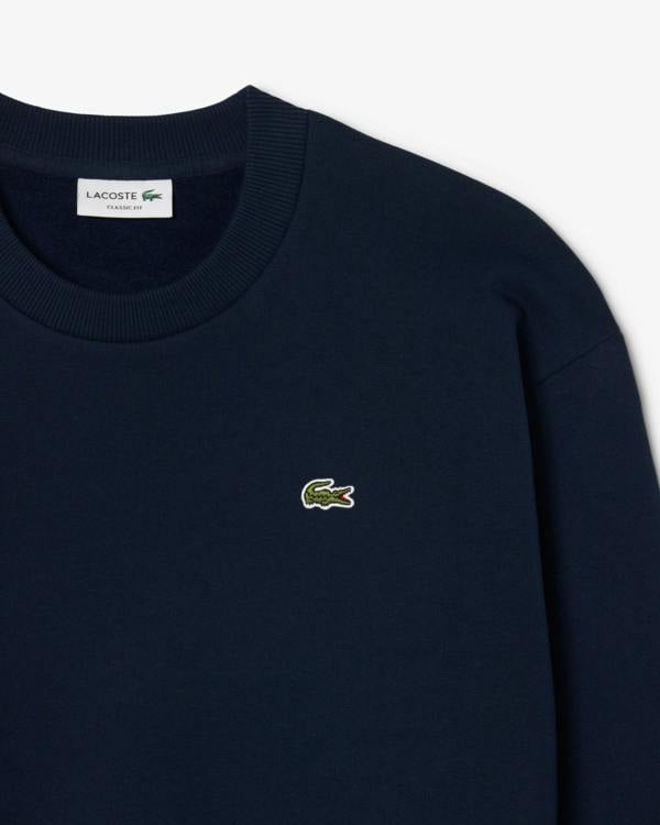 Lacoste Fleece Mens Classic Fit Sweater - Navy Blue 166 | CHO | Designer Mens Crew Neck Sweatshirts