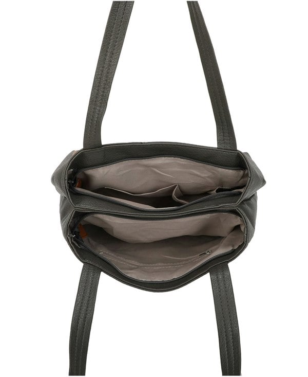 Kitise Large Structured Buckle Color Block Tote Shoulder Bag