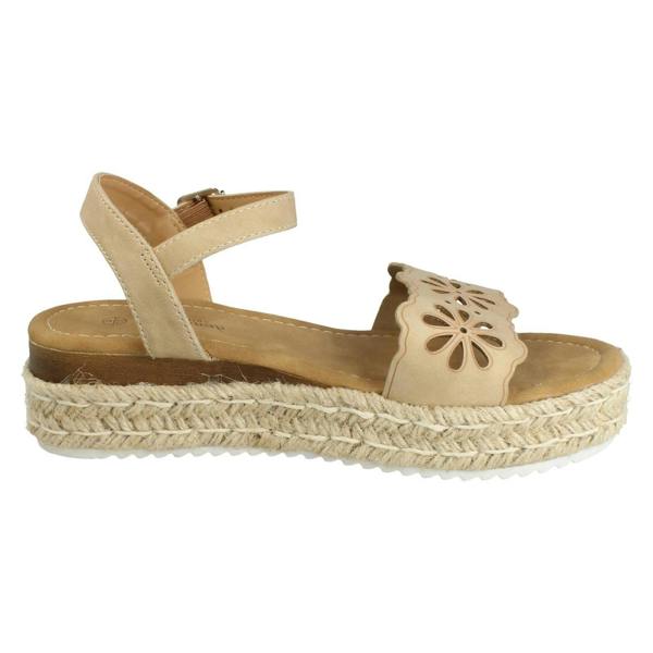 Savannah Ladies Mid Espadrille Wedge Ankle Strap Sandals F12096