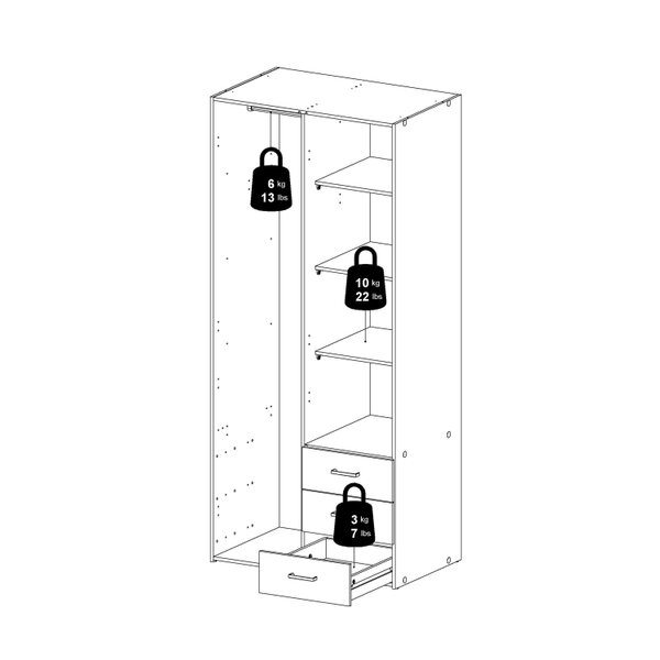 Wyld Haus Munich White Wooden 2 Doors 3 Drawers 4 Shelves