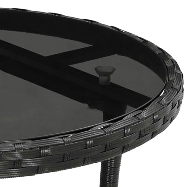 Berkfield Garden Table 60x75 cm Tempered Glass and Poly Rattan Black