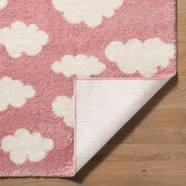 Livabliss Fossay Shag-Washable Pink Ivory Modern High Pile Rug