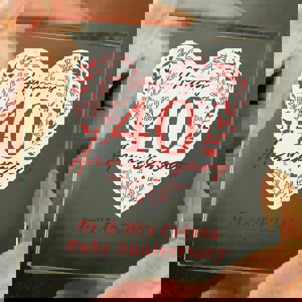 Personalised Memento Company Personalised 40th Ruby Wedding Anniversary Crystal Token