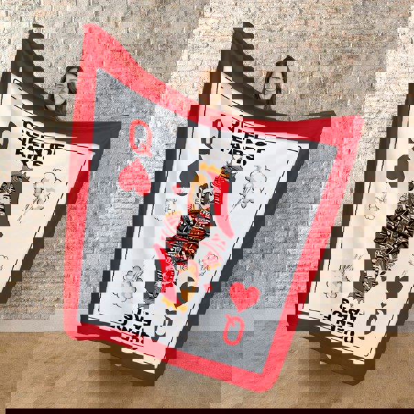 BritishmadeGifts Queen of Farts Playing Card Design - Luxury Fleece Blanket 150cm X 150cm