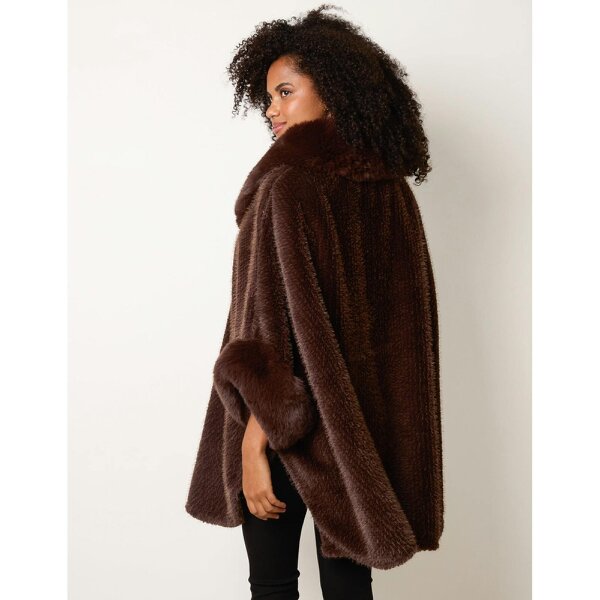 Blue Vanilla Cape With Luxe Fur Trim
