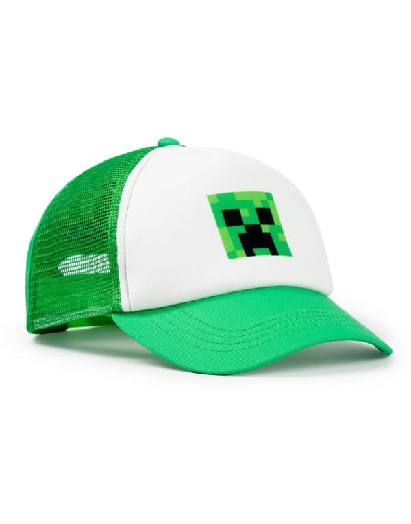 Minecraft Boys Green Creeper Snapback Curved Peak Cap (One Size)