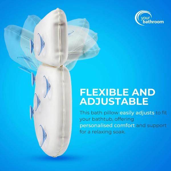 Your Bathroom Bath Pillow, Bath Cushion with 7 Suction Cups, NonSlip Bath Pillows for Head & Neck Support For Relaxation