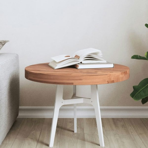 Berkfield Table Top �_�”�_50x4 cm Round Solid Wood Beech