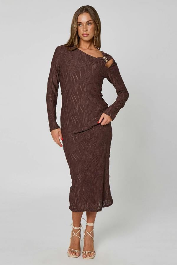 Urban Bliss Textured Cut Out Trim Midi Dress