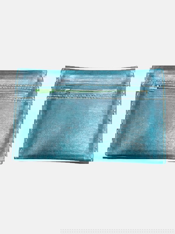 Berber Leather Small Leather Tri-Fold Purse Teal